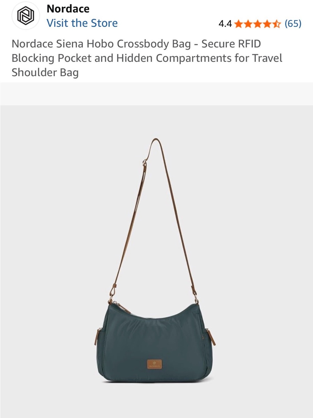 Nordace Siena Hobo Crossbody Bag Secure RFID Blocking Pocket teal - Picture 3 of 8